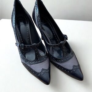 Tory Burch Everly MOUNTAIN RIDGE NAVY High Heels Pumps Wingtip Women's size 9